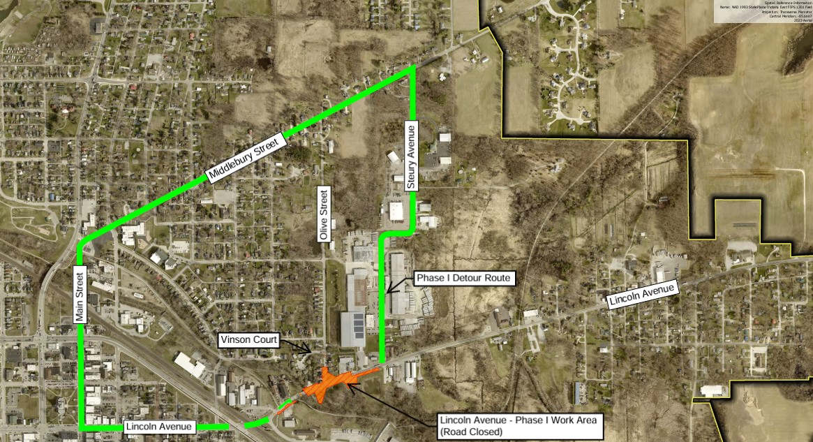 A portion of East Lincoln Avenue in Goshen will be closed starting April 7, 2025 through August 2025. Here's a look at the detour