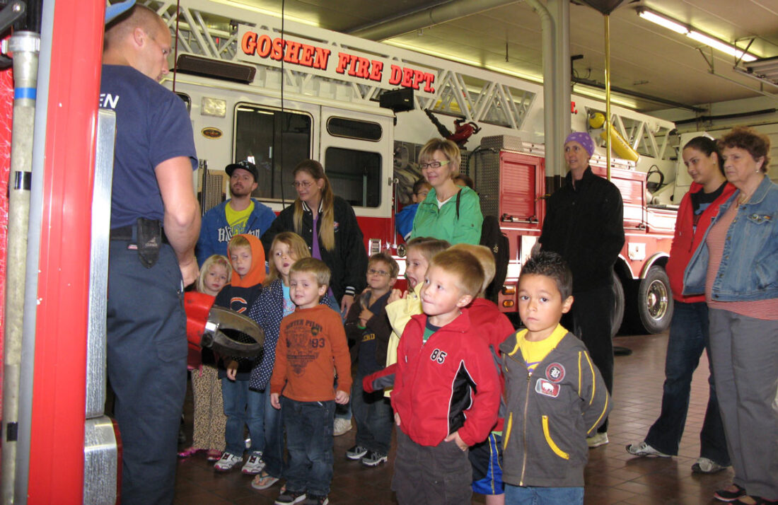 Kids on a tour of the station